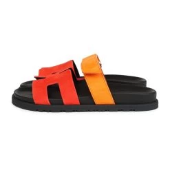 Hermès Hermes Chypre Techno Sandals Sunset/Rouge Ecarlate Suede Palladium Hardware 37 EU -Online Bag Store H SNDL 240109 1 05