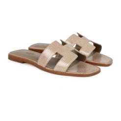 Hermès Hermes Oran Sandals Beige Argile Shiny Lizard 38 EU -Online Bag Store H SNDL 240109 4 02