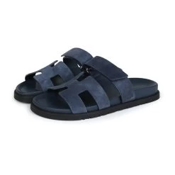 Hermès Hermes Chypre Techno Sandals Bleu Celeste Suede 38 EU Palladium Hardware