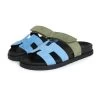 Hermès Hermes Chypre Techno Sandals Bleu Cameo/Vert Suede 36 EU Palladium Hardware -Online Bag Store H SNDL 240115 3 03