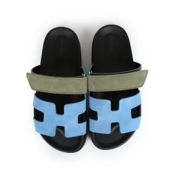 Hermès Hermes Chypre Techno Sandals Bleu Cameo/Vert Suede 36 EU Palladium Hardware -Online Bag Store H SNDL 240115 3 07
