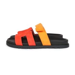 Hermès Hermes Chypre Techno Sandal Sunset & Rouge Ecarlate Suede Palladium Hardware 37.5 EU -Online Bag Store H SNDL 240118 1 05