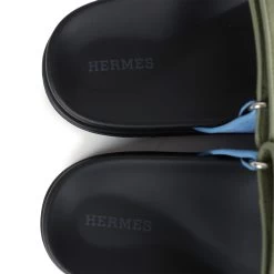 Hermès Hermes Chypre Techno Sandal Bleu Cameo/Vert Suede Palladium Hardware 37.5 EU -Online Bag Store H SNDL 240206 1 08