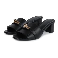 Hermès Hermes Gigi 50 Sandals 37.5 EU Black Calfskin Permabrass Hardware